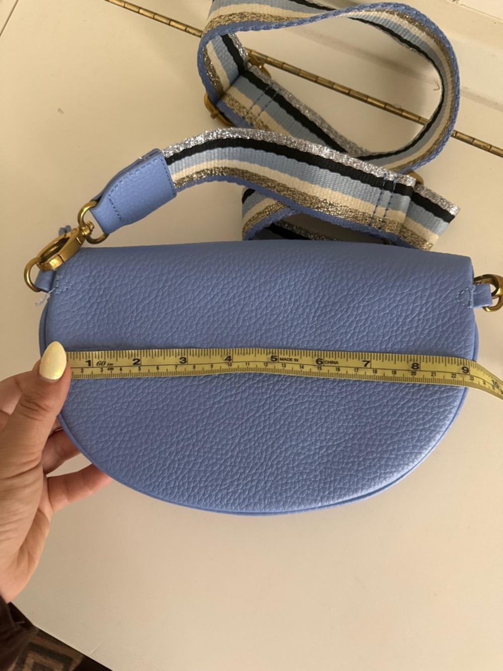Oliver Bonas Becca Denim Blue Belt Bag - Picture 7 of 8